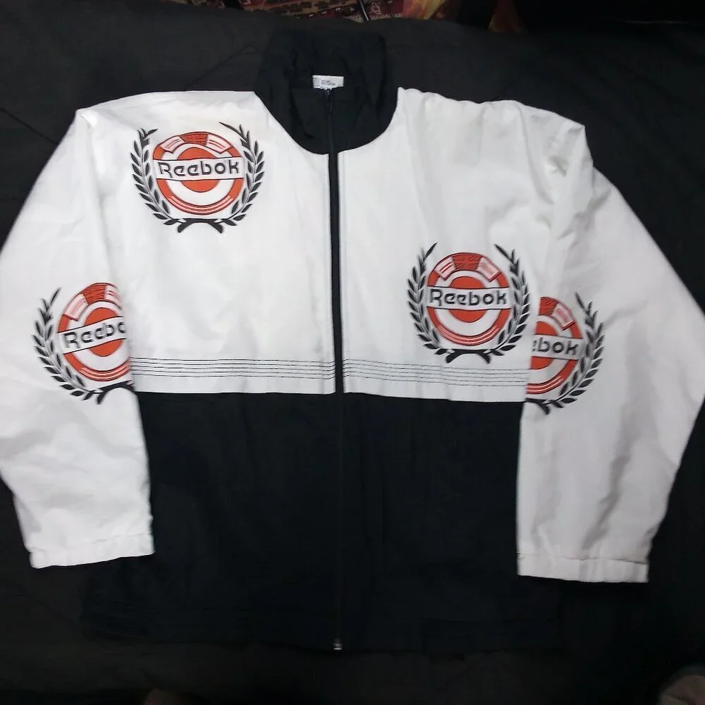 Vintage 80s Reebok Crest Logo Windbreaker Jacket